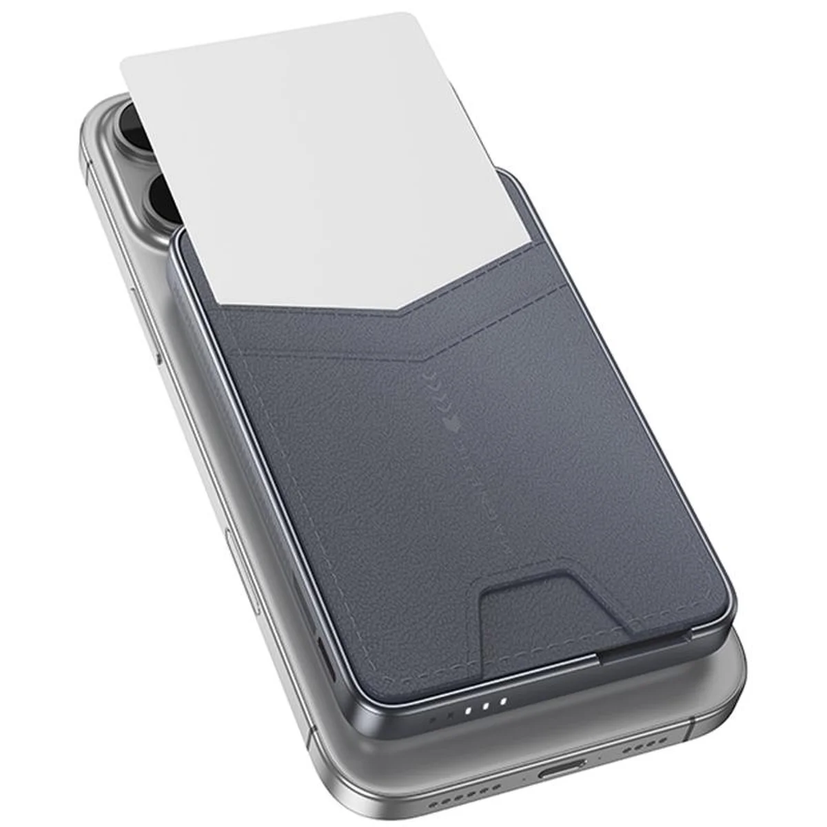 Портативное ЗУ Power Bank Hoco Q46 Title PD20W с БЗУ+card holder 5000 mAh Silver gray