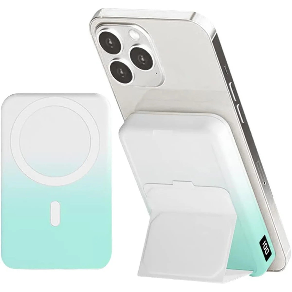 Портативное зарядное устройство Power Bank JJT-A27-1 Gradient PD20W+QC 22.5W с БЗУ 10000 mAh White / Green