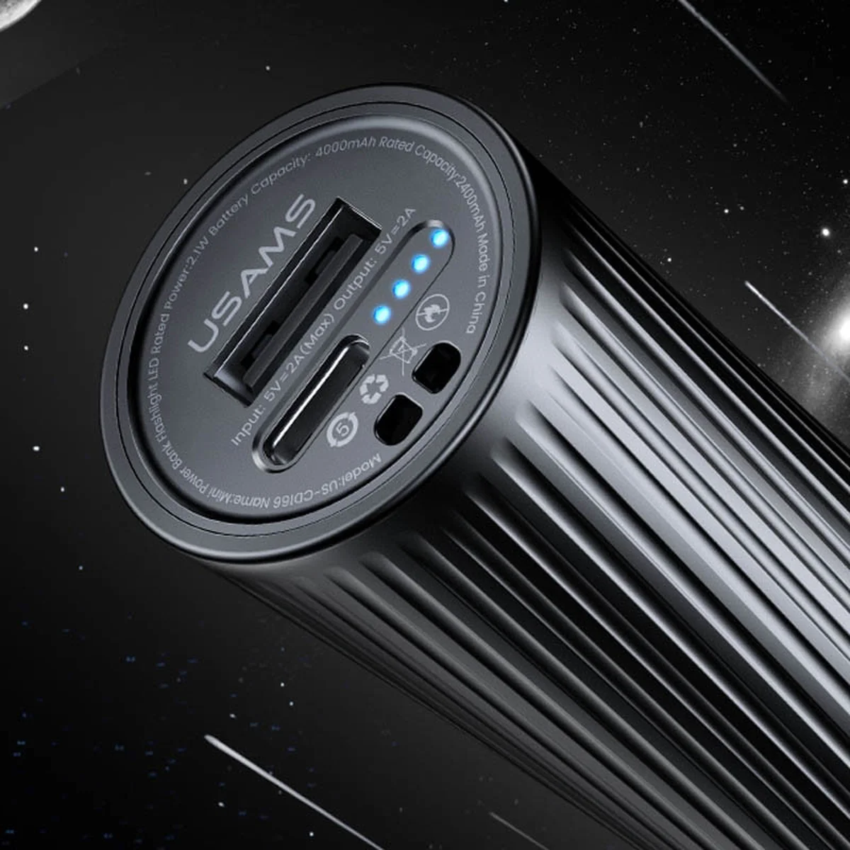 Портативное зарядное устройство USAMS US-CD166 Mini +  LED фонарик 4000mAh Черный