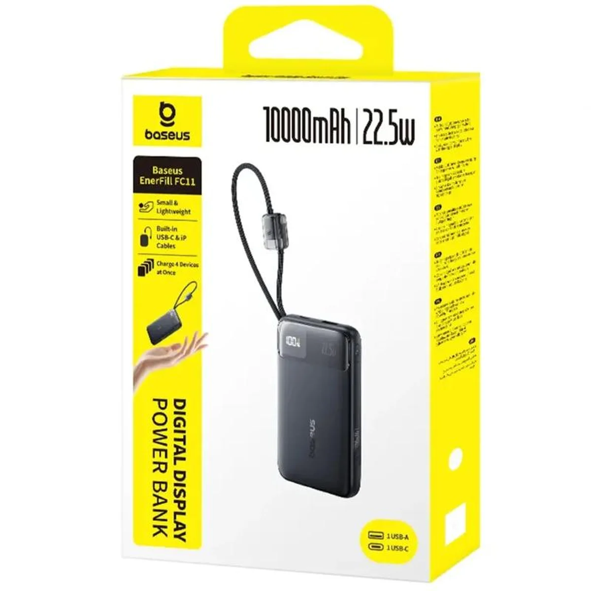 Портативное ЗУ Power Bank Baseus EnerFill FC11 PD22.5W with cable 10000 mAh (E0027R) Cosmic Black