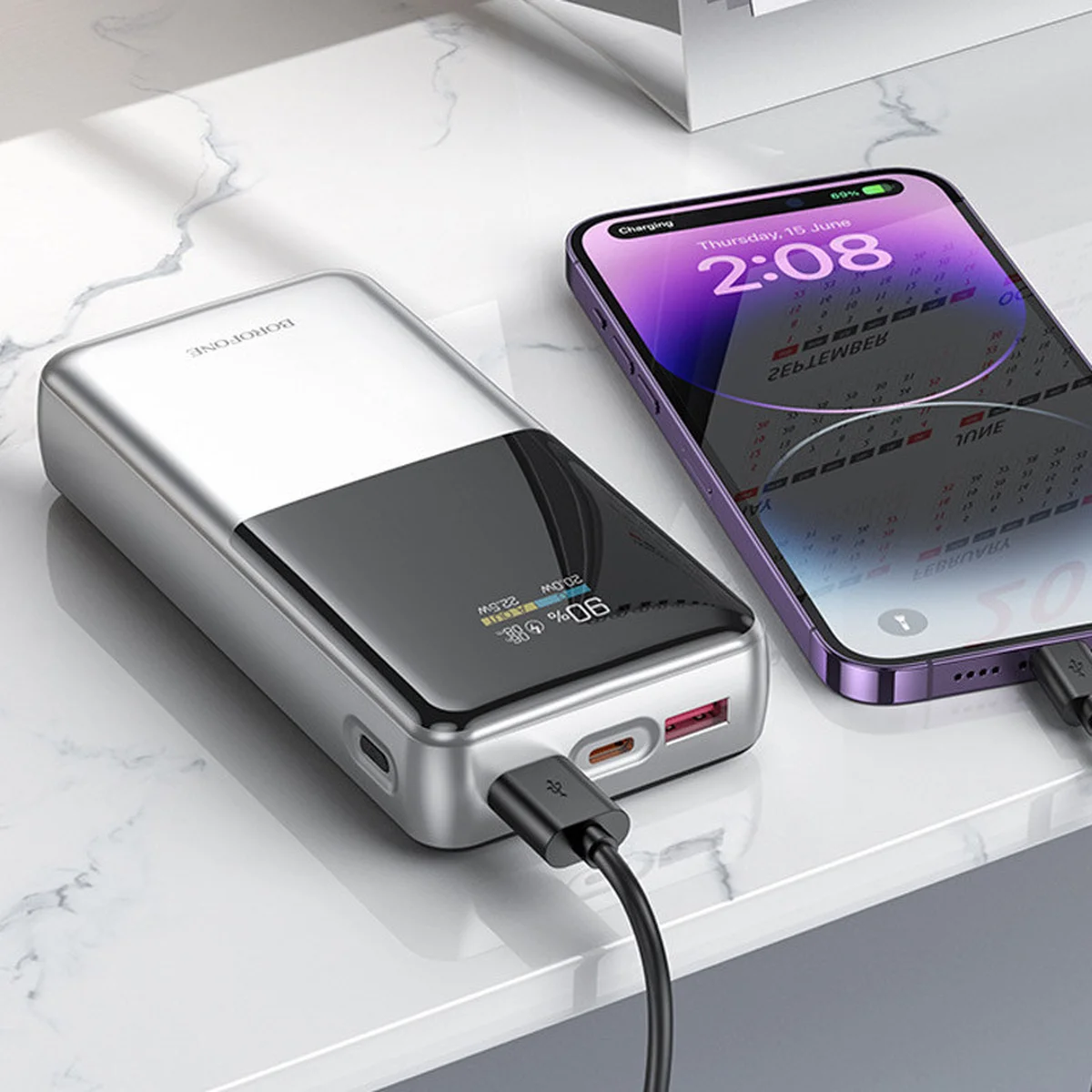 Портативне ЗУ Power Bank BOROFONE BJ75A Foinse 22.5W+PD20W with display 20000 mAh Silver