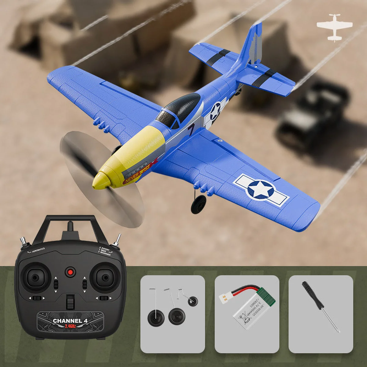 Самолет на радиоуправлении SCHE W551 Four-channel Stunt Fighter Blue