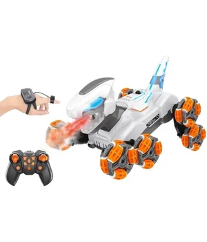 Детский восьмиколесный динозавр на радиоуправлении SHT 2590 2.4G (with 2 remote) Grey / Orange