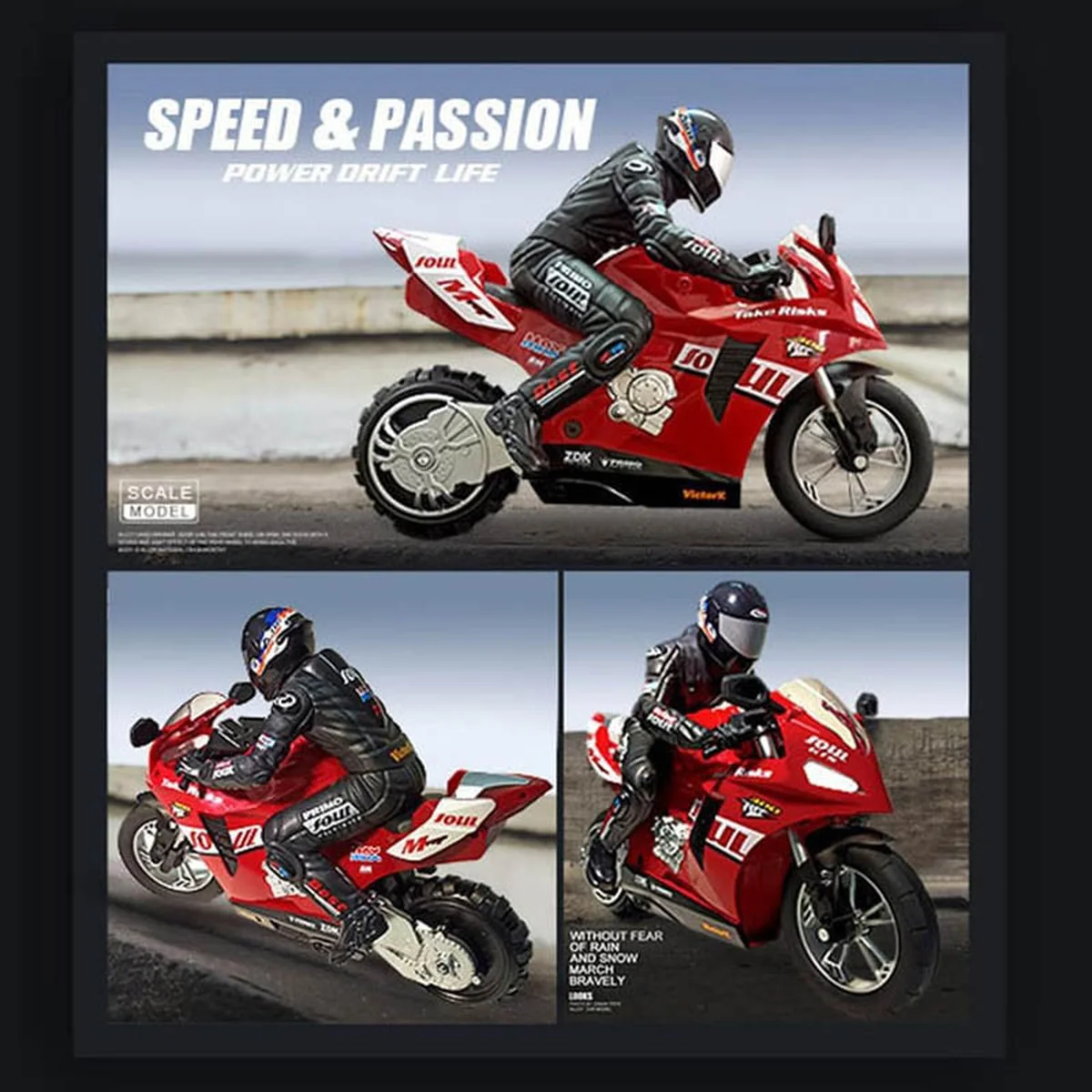 Мотоцикл на радиоуправлении Motorcycle Stunt Drift six-axis Gyroscope Red