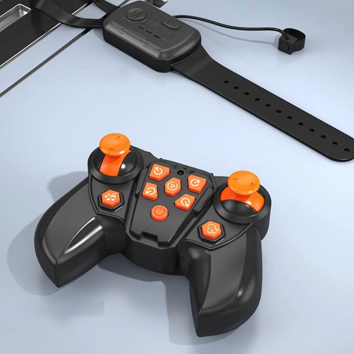 Детский восьмиколесный динозавр на радиоуправлении SHT 2590 2.4G (with 2 remote) Grey / Orange