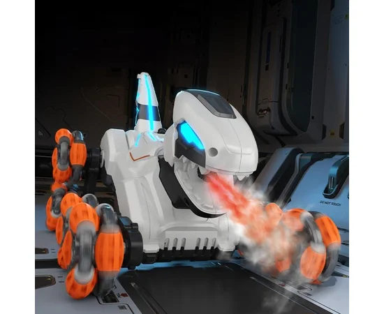 Дитячий восьмиколісний динозавр на радіокеруванні SHT 2590 2.4G (with 2 remote) Grey / Orange