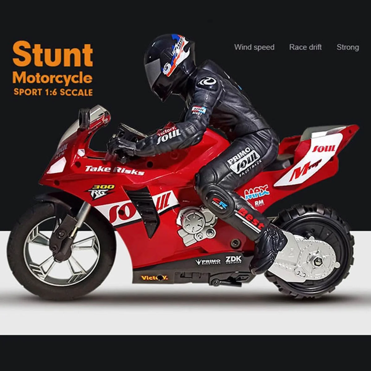 Мотоцикл на радиоуправлении Motorcycle Stunt Drift six-axis Gyroscope Red