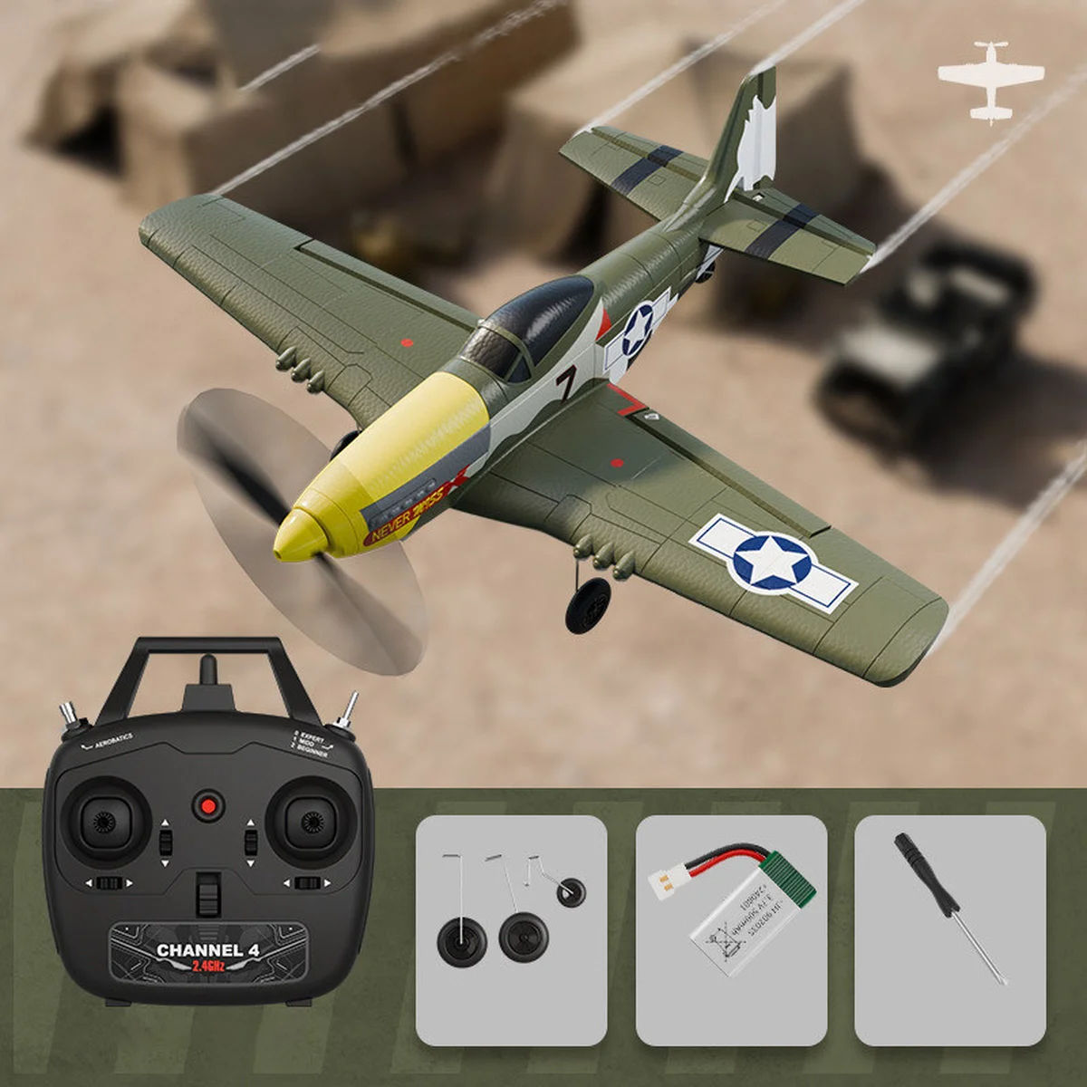 Самолет на радиоуправлении SCHE W551 Four-channel Stunt Fighter Green