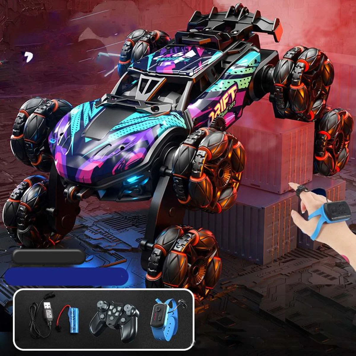 Детский восьмиколесный джип на радиоуправлении SHT 2330 2.4G (with 2 remote) Violet