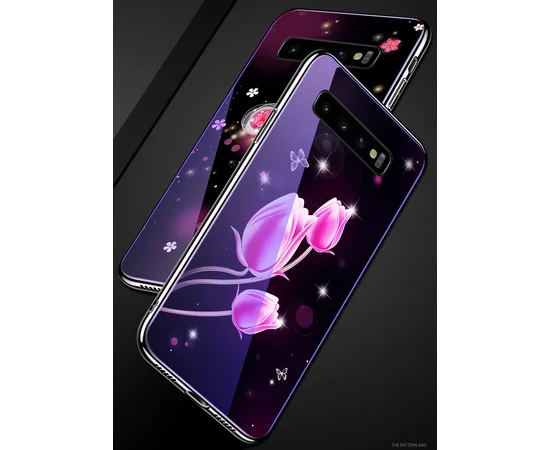 TPU+Glass чехол Fantasy с глянцевыми торцами для Samsung Galaxy S10+ Тюльпаны