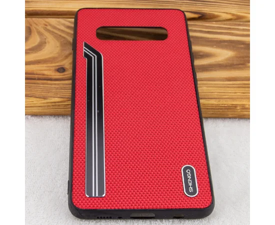 TPU чехол SHENGO Textile series для Samsung Galaxy S10+ Красный