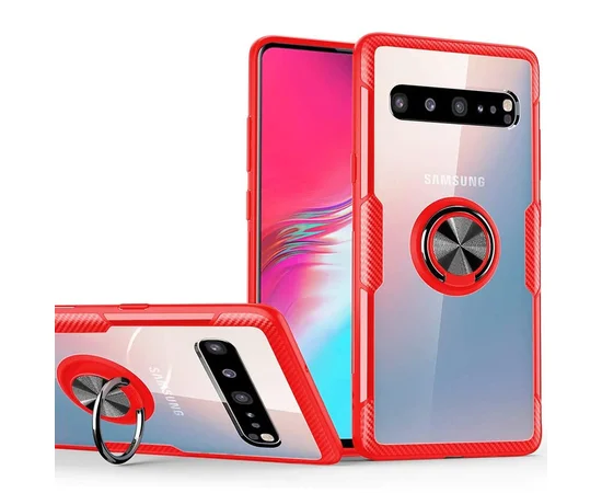 TPU+PC чехол Deen CrystalRing for Magnet (opp) для Samsung Galaxy S10+ Бесцветный / Красный