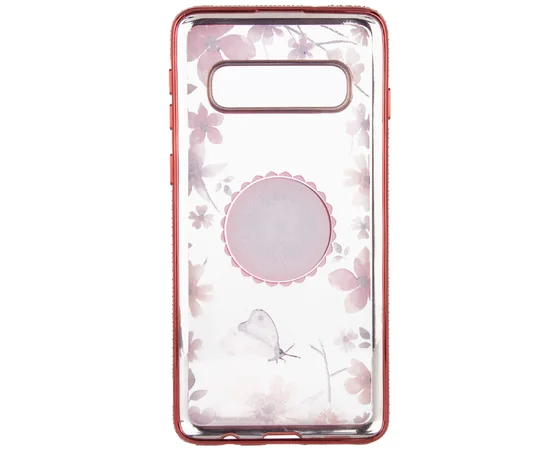 TPU чехол Shengo со стразами и кольцом-держателем для Samsung Galaxy S10+ Красный