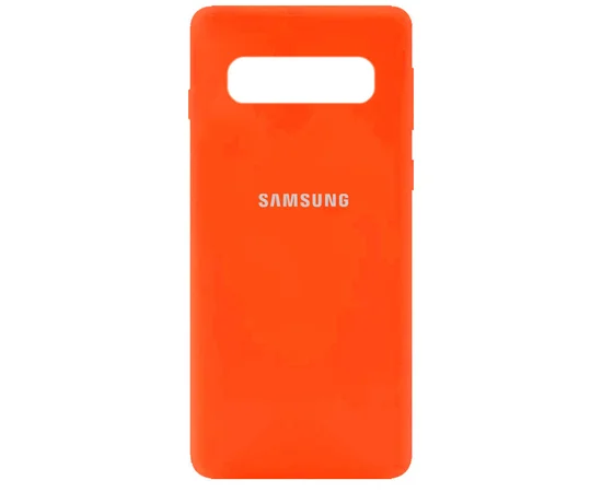 Чехол Silicone Cover Full Protective (AA) для Samsung Galaxy S10+ Оранжевый / Neon Orange