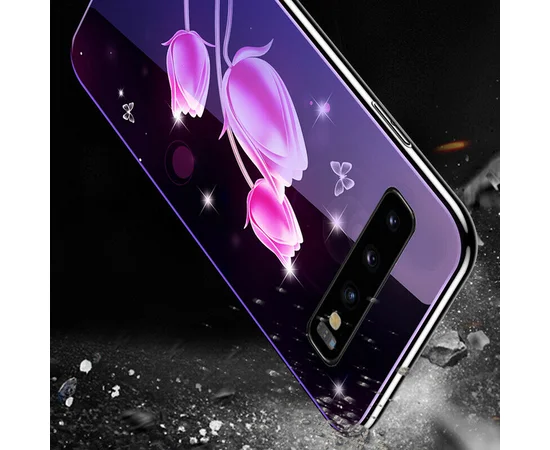 TPU+Glass чехол Fantasy с глянцевыми торцами для Samsung Galaxy S10+ Тюльпаны