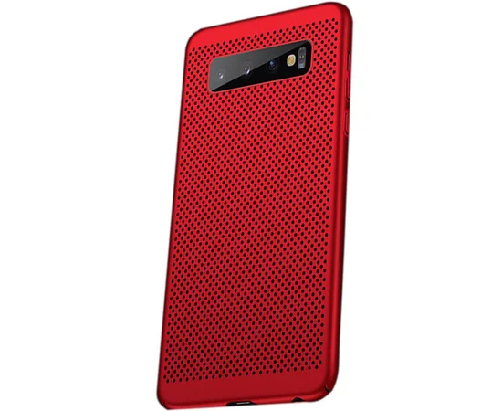 Ультратонкий дышащий чехол Grid case для Samsung Galaxy S10+ Красный