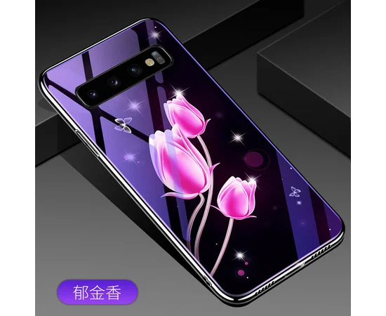 TPU+Glass чехол Fantasy с глянцевыми торцами для Samsung Galaxy S10+ Тюльпаны