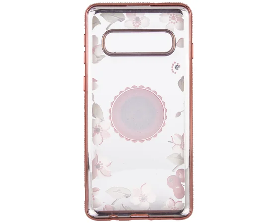 TPU чехол Shengo со стразами и кольцом-держателем для Samsung Galaxy S10+ Розовый