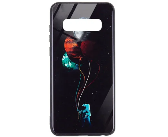TPU+Glass чехол светящийся в темноте для Samsung Galaxy S10+ Космос / Черный