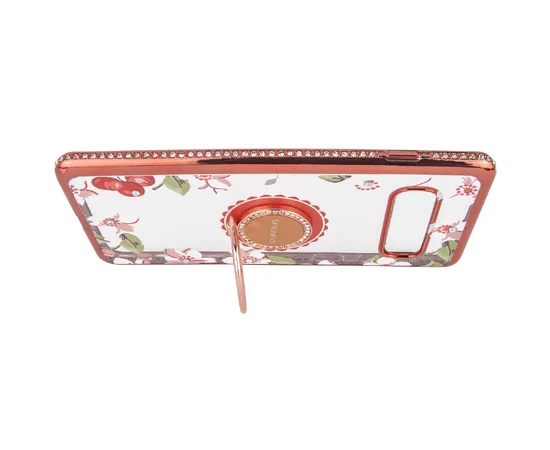 TPU чехол Shengo со стразами и кольцом-держателем для Samsung Galaxy S10+ Розовый