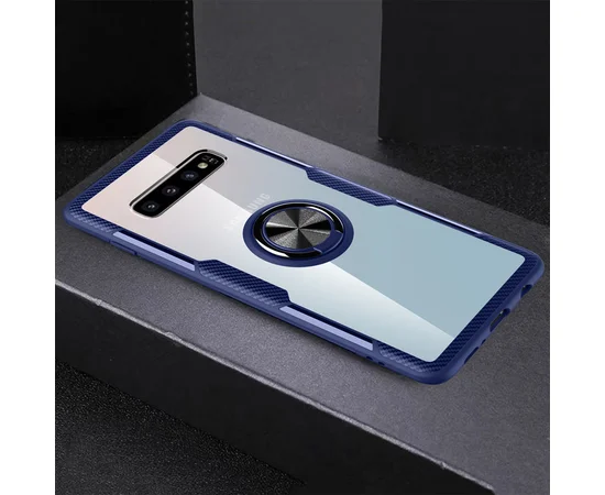 TPU+PC чехол Deen CrystalRing for Magnet (opp) для Samsung Galaxy S10+ Бесцветный / Синий