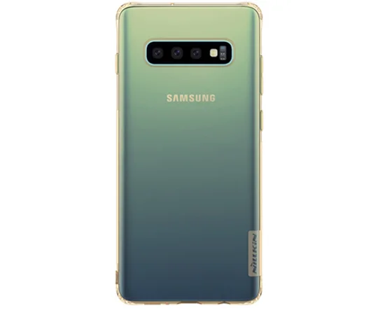 TPU чехол Nillkin Nature Series для Samsung Galaxy S10+ Золотой (прозрачный)