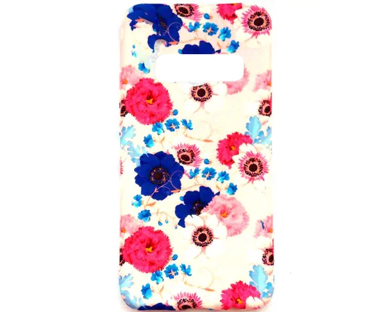 TPU чехол Акварель Flower series для Samsung Galaxy S10+ Фиалки розовый фон