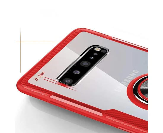 TPU+PC чехол Deen CrystalRing for Magnet (opp) для Samsung Galaxy S10+ Бесцветный / Красный