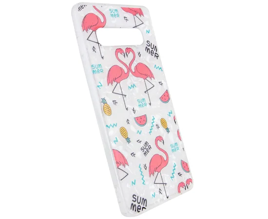 Накладка Glue Case Фламинго для Samsung Galaxy S10+ Белый