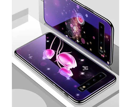TPU+Glass чехол Fantasy с глянцевыми торцами для Samsung Galaxy S10+ Тюльпаны