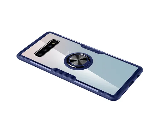 TPU+PC чехол Deen CrystalRing for Magnet (opp) для Samsung Galaxy S10+ Бесцветный / Синий