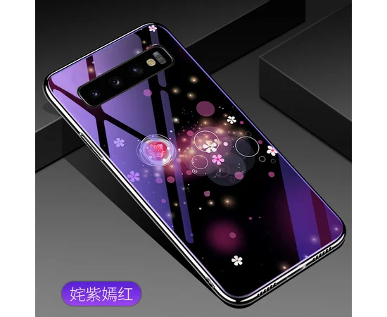 TPU + Glass чохол Fantasy з глянцевими торцями для Samsung Galaxy S10 + Бульбашки і квіти