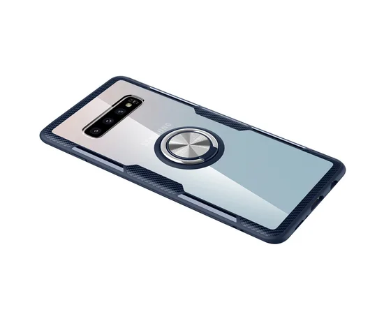 TPU+PC чехол Deen CrystalRing for Magnet (opp) для Samsung Galaxy S10+ Бесцветный / Темно-синий