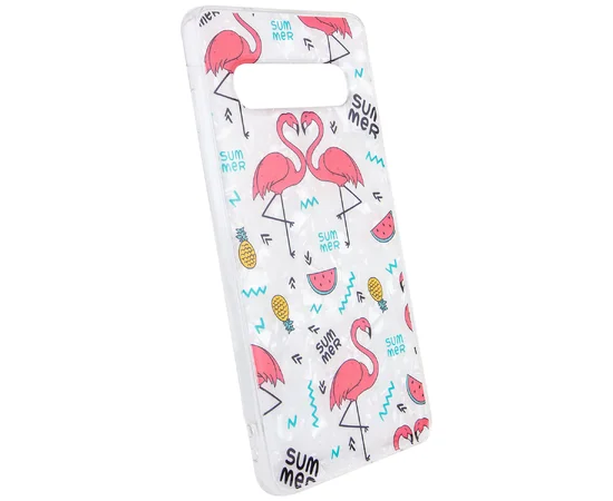 Накладка Glue Case Фламинго для Samsung Galaxy S10 Белый