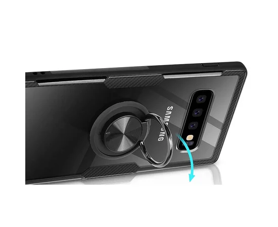 TPU+PC чехол Deen CrystalRing for Magnet (opp) для Samsung Galaxy S10 Бесцветный / Черный
