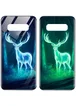 TPU+Glass чехол светящийся в темноте для Samsung Galaxy S10 Олень / Бирюзовый