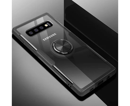TPU+PC чехол Deen CrystalRing for Magnet (opp) для Samsung Galaxy S10 Бесцветный / Черный