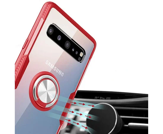 TPU+PC чехол Deen CrystalRing for Magnet (opp) для Samsung Galaxy S10 Бесцветный / Красный