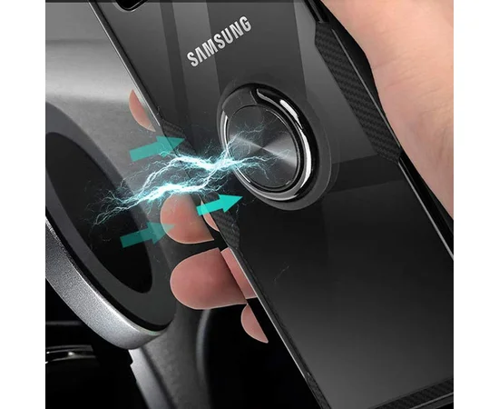 TPU+PC чехол Deen CrystalRing for Magnet (opp) для Samsung Galaxy S10 Бесцветный / Черный