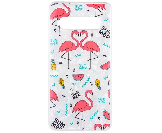 Накладка Glue Case Фламинго для Samsung Galaxy S10 Белый