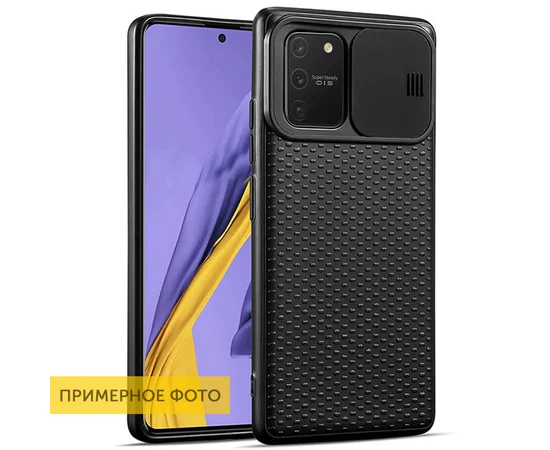 Чехол Camshield Black TPU со шторкой защищающей камеру для Samsung Galaxy S10 Черный / Черный