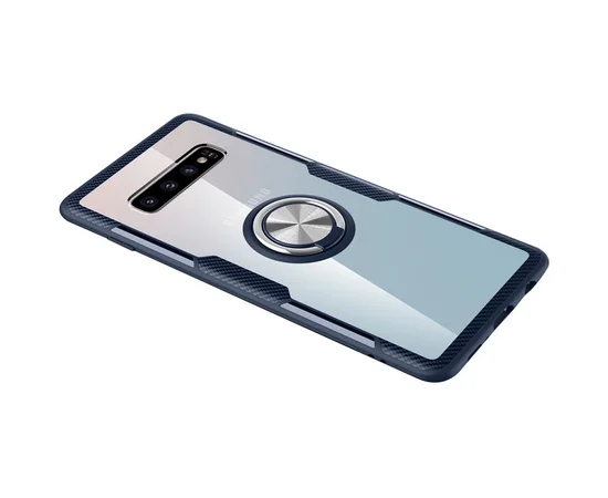 TPU+PC чехол Deen CrystalRing for Magnet (opp) для Samsung Galaxy S10 Бесцветный / Темно-синий