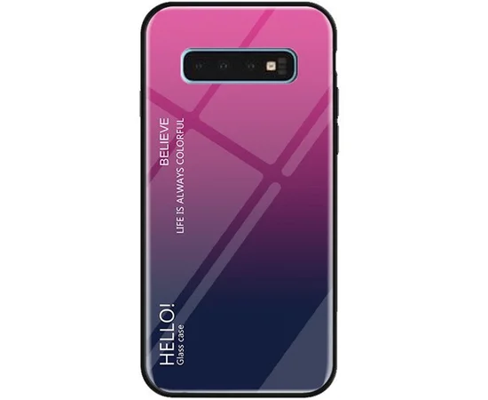 TPU+Glass чехол Gradient HELLO для Samsung Galaxy S10 Малиновый