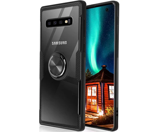 TPU+PC чехол Deen CrystalRing for Magnet (opp) для Samsung Galaxy S10 Бесцветный / Черный