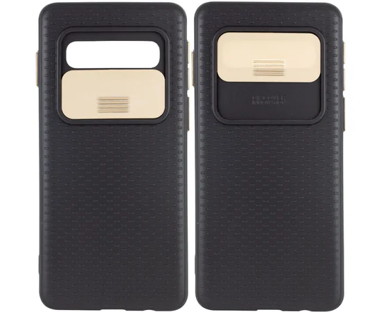 Чехол Camshield Black TPU со шторкой защищающей камеру для Samsung Galaxy S10 Черный / Золотой