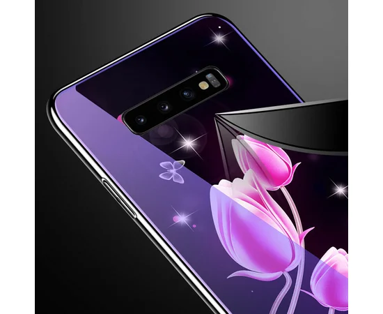 TPU+Glass чехол Fantasy с глянцевыми торцами для Samsung Galaxy S10 Тюльпаны