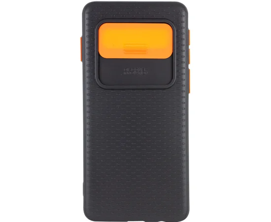 Чехол Camshield Black TPU со шторкой защищающей камеру для Samsung Galaxy S10 Черный / Оранжевый