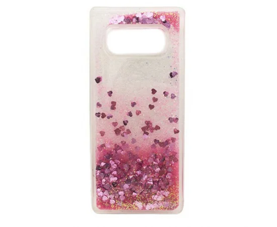 TPU чехол Liquid hearts для Samsung Galaxy S10 Розовый