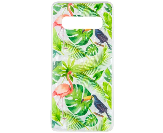 Накладка Glue Case Фламинго для Samsung Galaxy S10 Зеленый