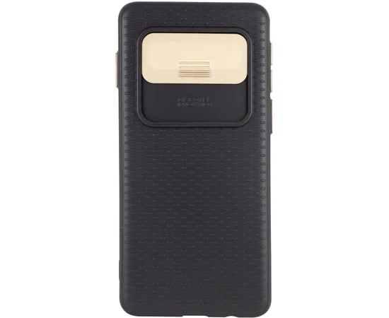 Чехол Camshield Black TPU со шторкой защищающей камеру для Samsung Galaxy S10 Черный / Золотой